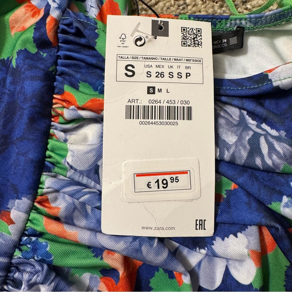 NWT Zara Bodysuit Floral One Shoulder Ruched Top Size Small - Picture 8 of 11